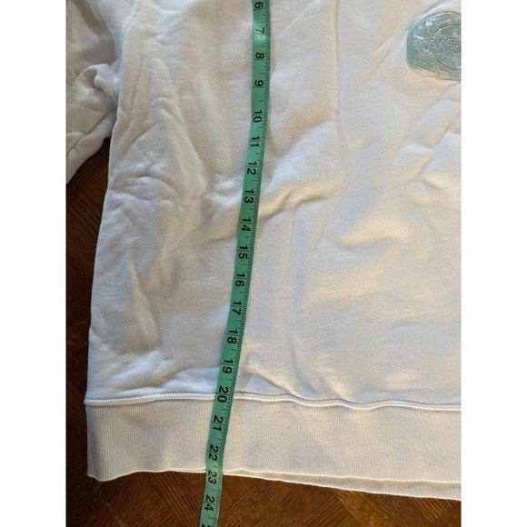 Alexander Wang Blue Plastic Logo White Cotton Sweatshirt Crewneck Women's Sz L - Picture 13 of 16